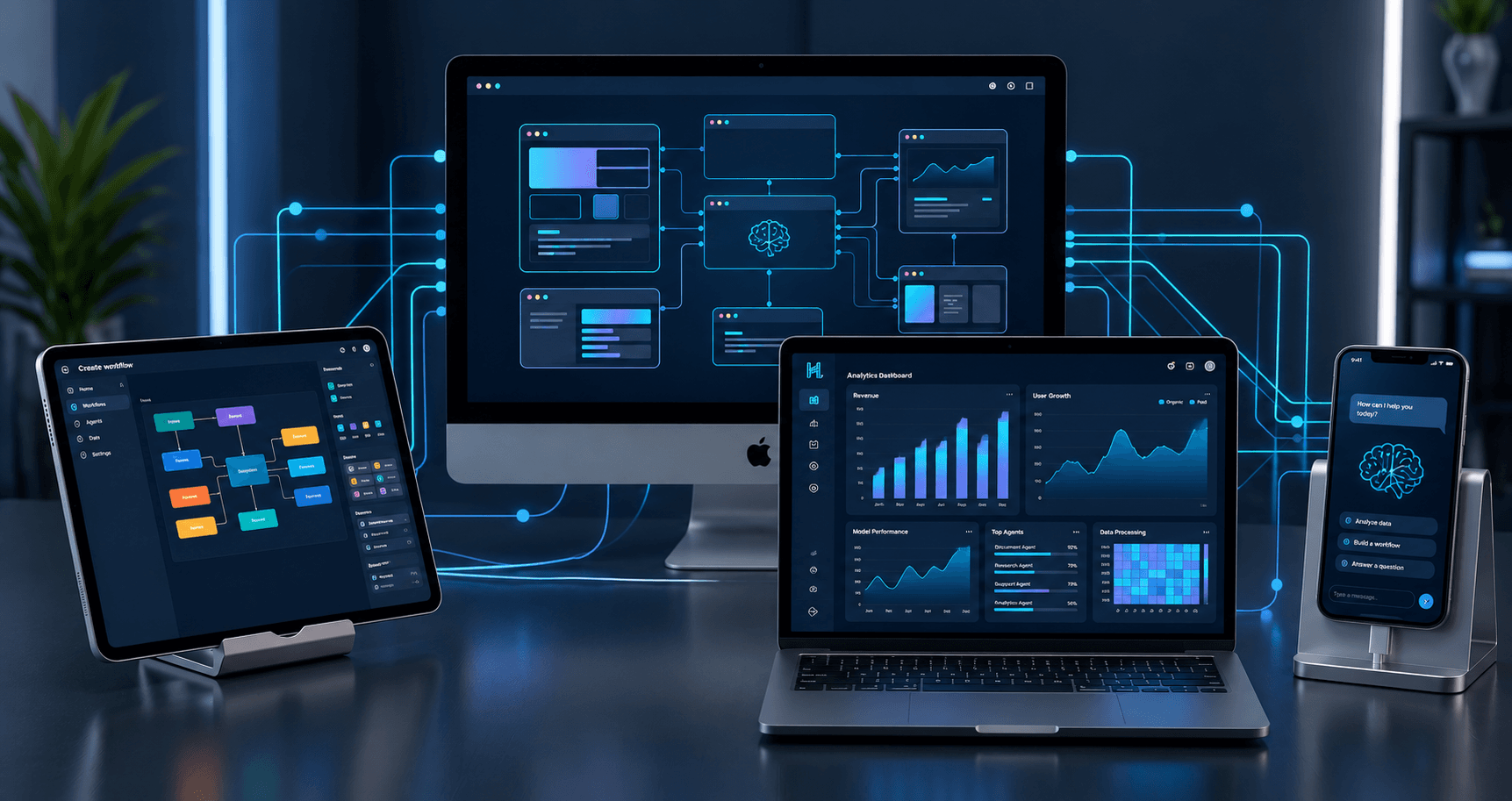 Aplicaciones web, móviles y dashboards conectados